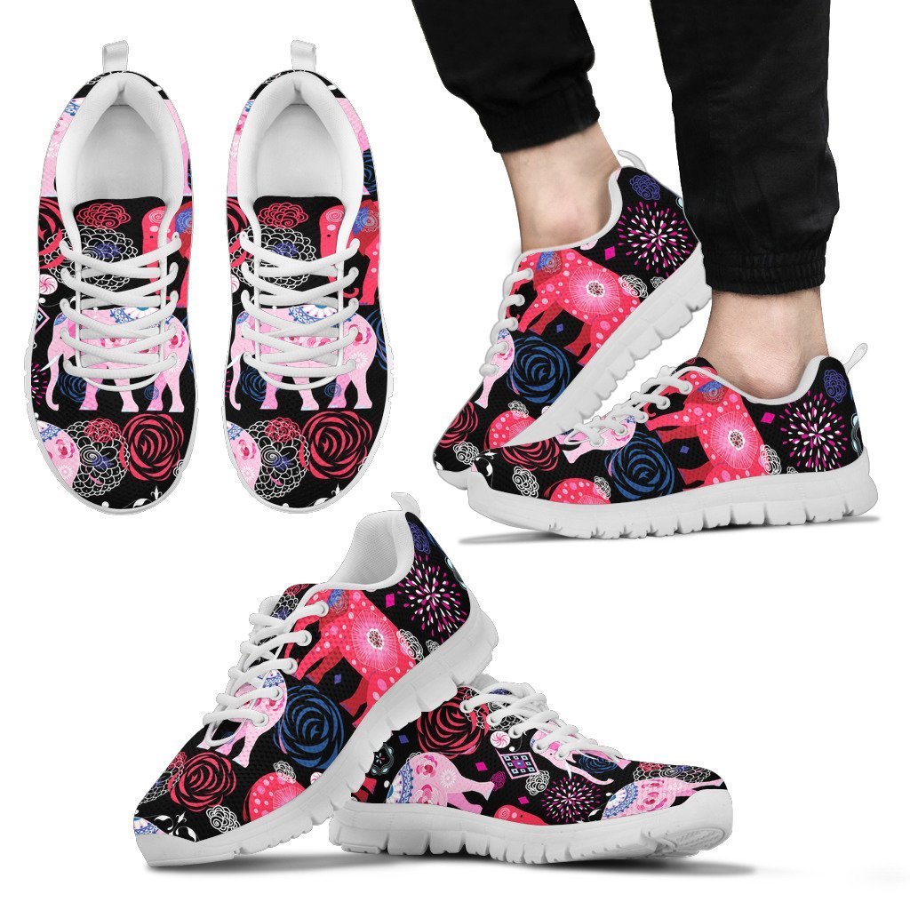 Pink Elephant Pattern Men Sneakers