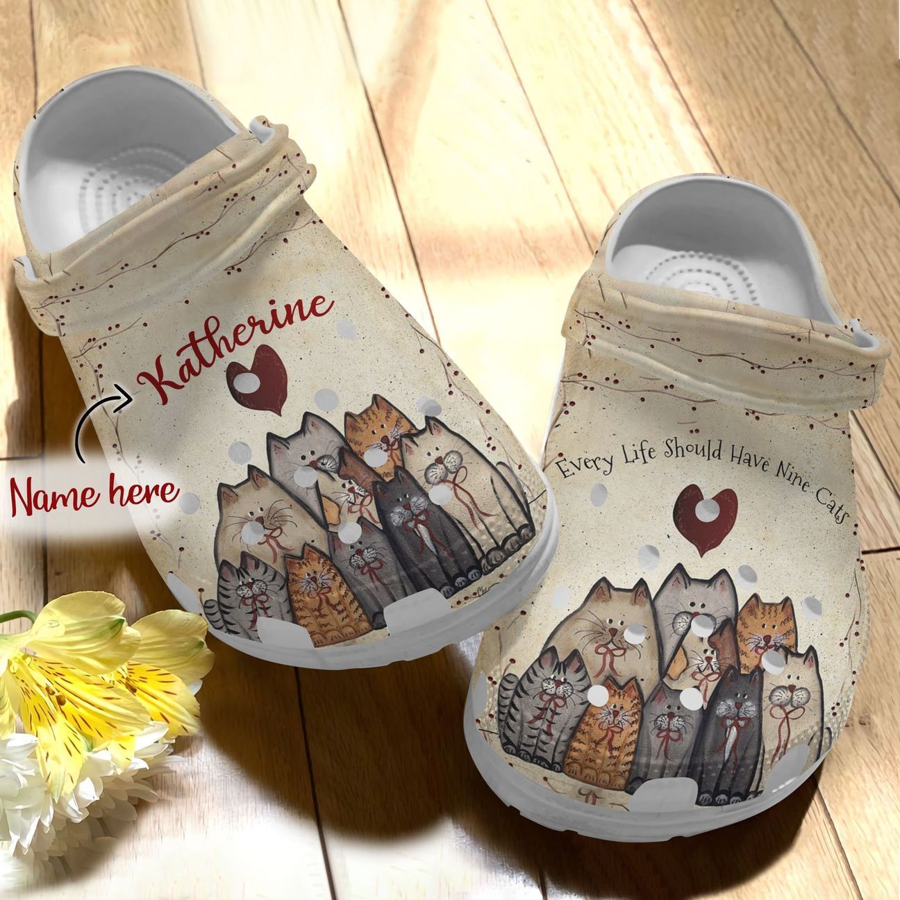 Cat Personalized Clog, Custom Name, Text Every Life Should Have Nine Cats, Fashion Style For Women, Men, Kid, Print 3D