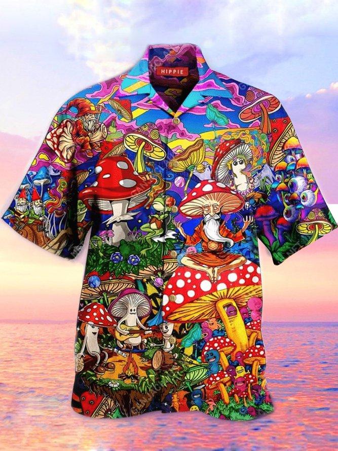 Hippie Mushroom Hawaiian Shirt | Unisex | Full Size | Adult | Colorful ...