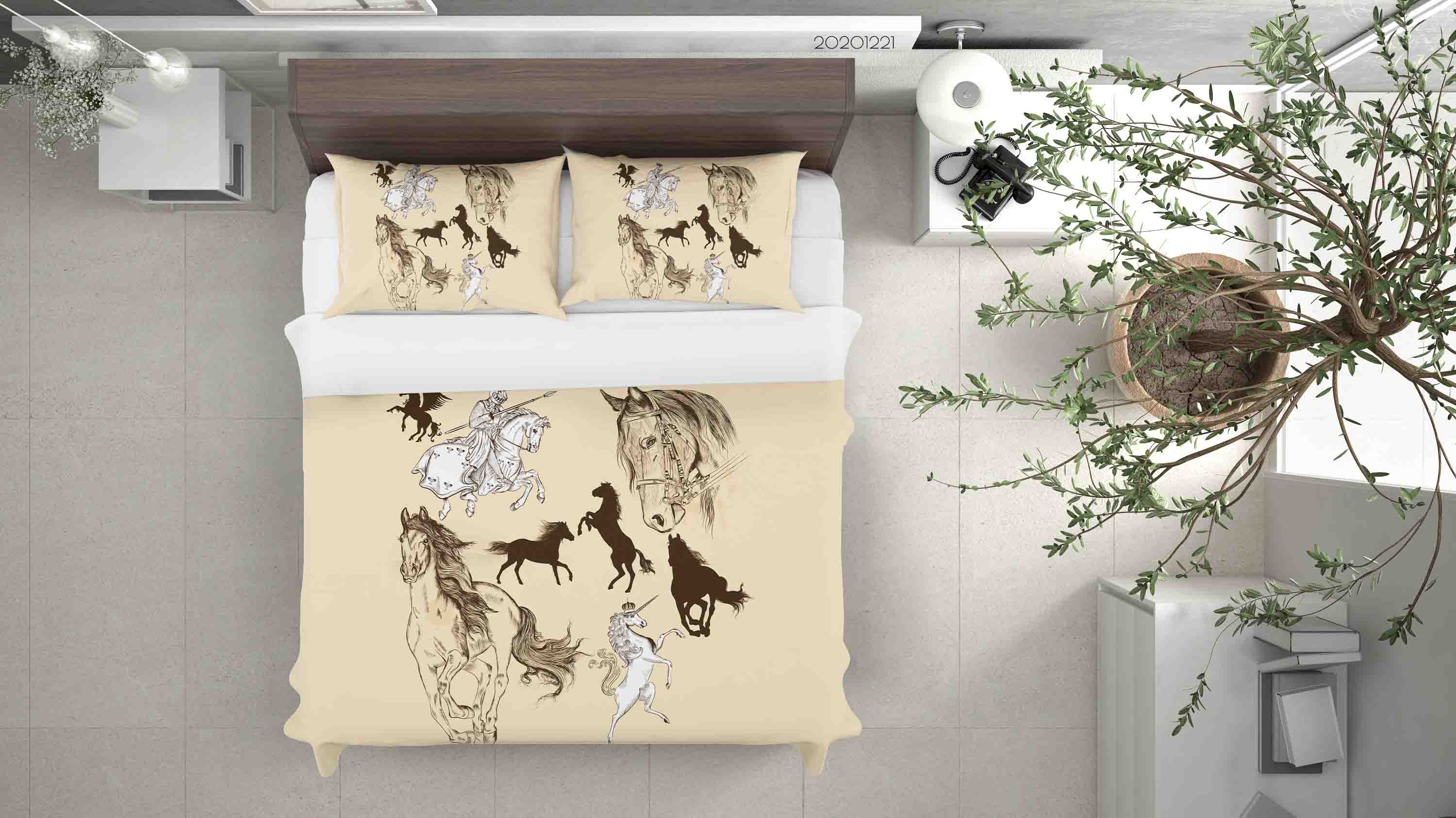 3D Hand Drawn Animal Horse Quilt Cover Set Bedding Set Duvet Cover Pillowcases 202 Lqh