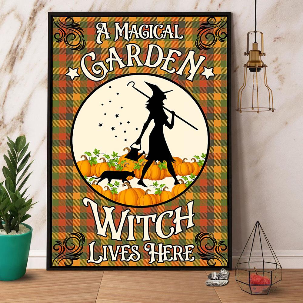 A Magical Garden Witch Lives Here Halloween Canvas And Poster, Canvas Prints, My Poster Wall, Canvas Wall Art, Wall Decor Visual Art, Halloween Gift, Happy Halloween