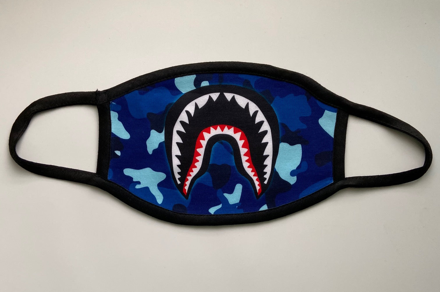 Blue Camo Shark Teeth Mask