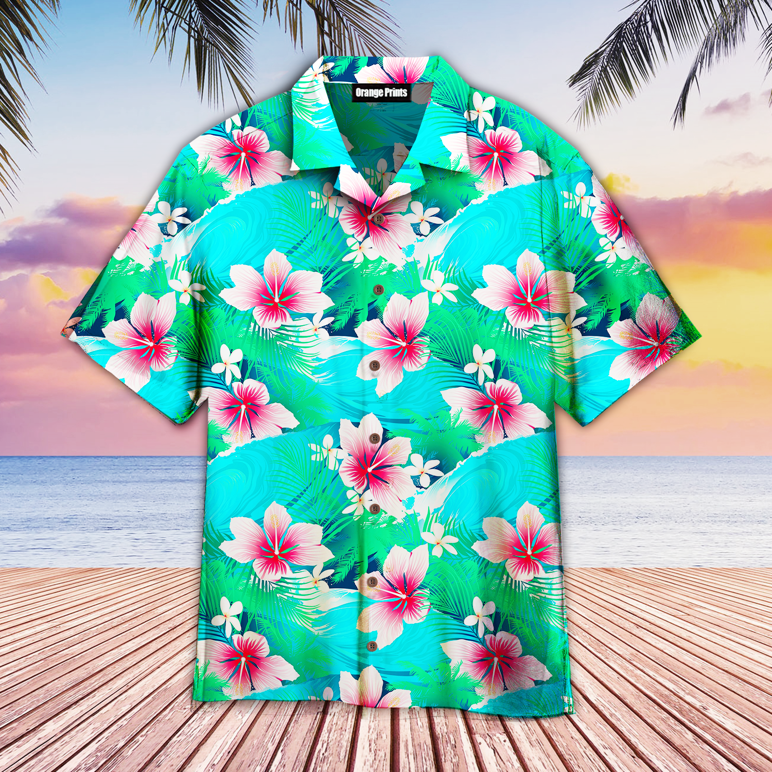 Tropical White Hibiscus Flowers With Green Leaves Hawaii Shirt For Men Women Ha97019