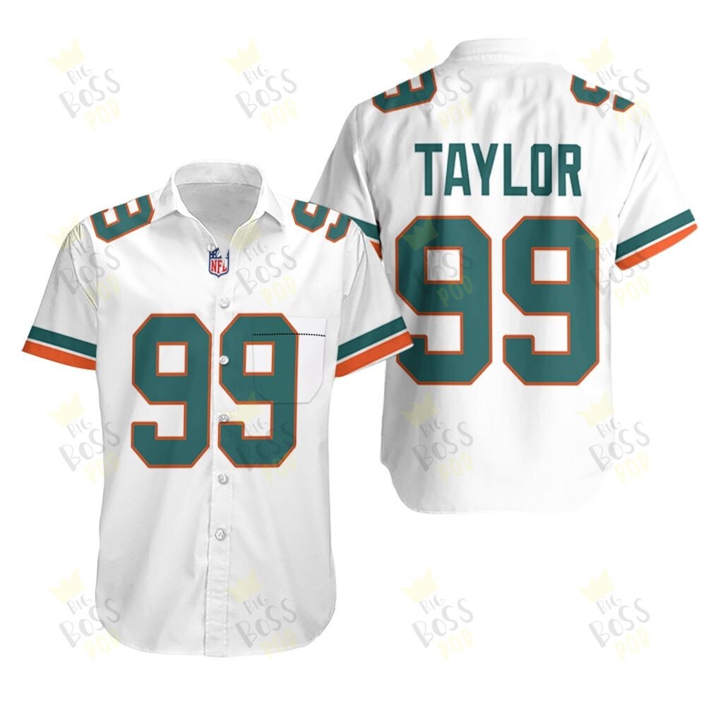 Miami Dolphins Jason Taylor #99 Great Player White 2019 Alternate Game 3D Designed Allover Gift For Dolphins Fans Hawaiian Shirt