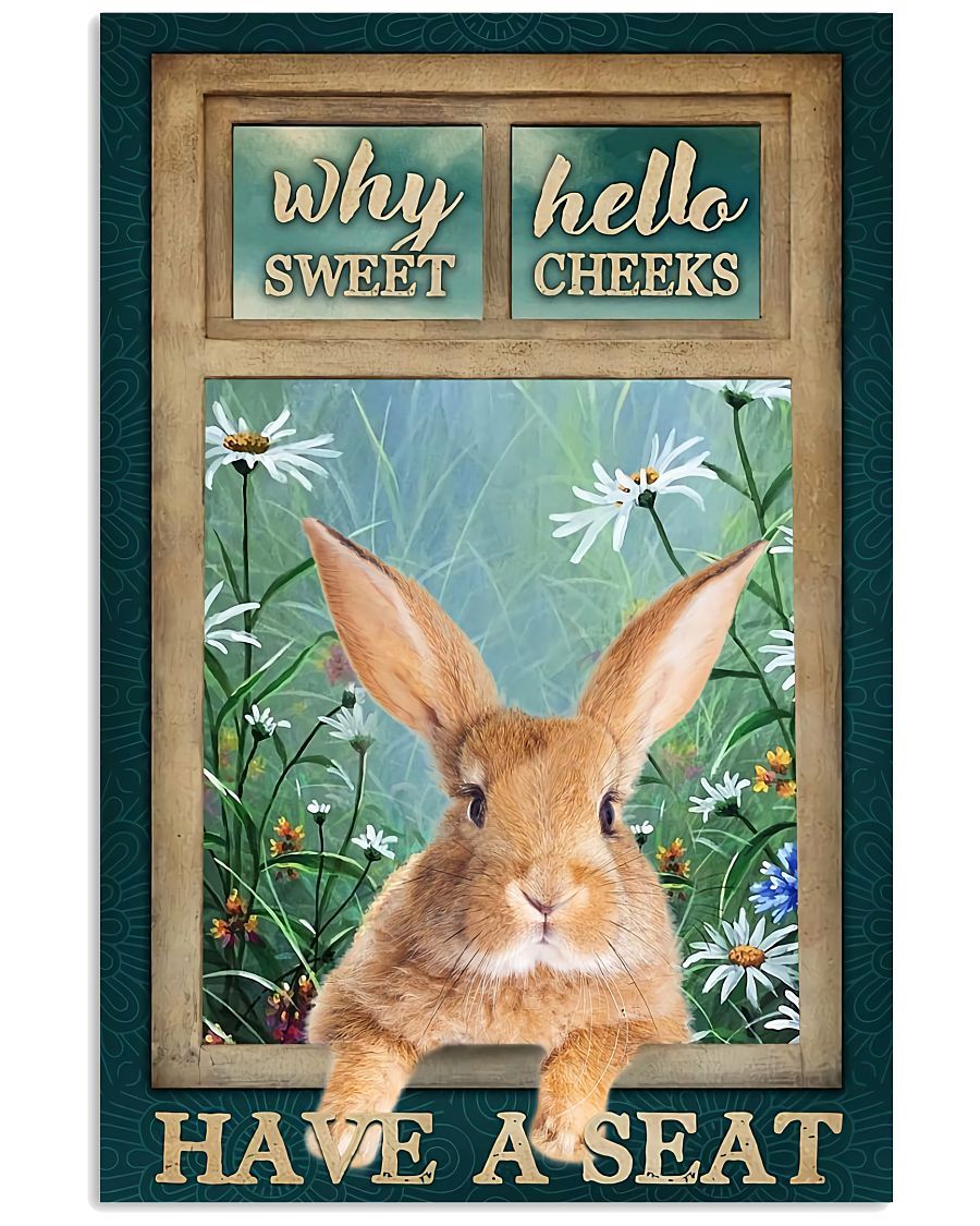 Rabbits Hello Check – Have A Seat Portrait Poster & Canvas Gift For Rabbits Lover Friend Family Birthday Home Decor Wall Art Visual Art