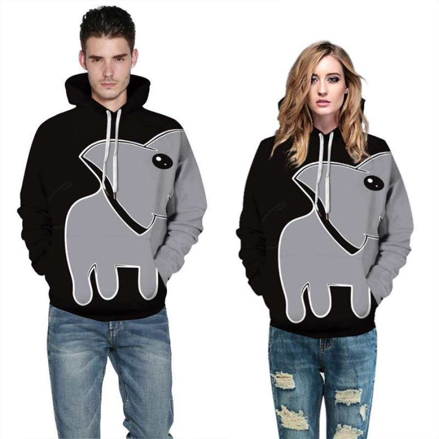 Mens Hoodies 3D Graphic Printed Whale Face Pullover