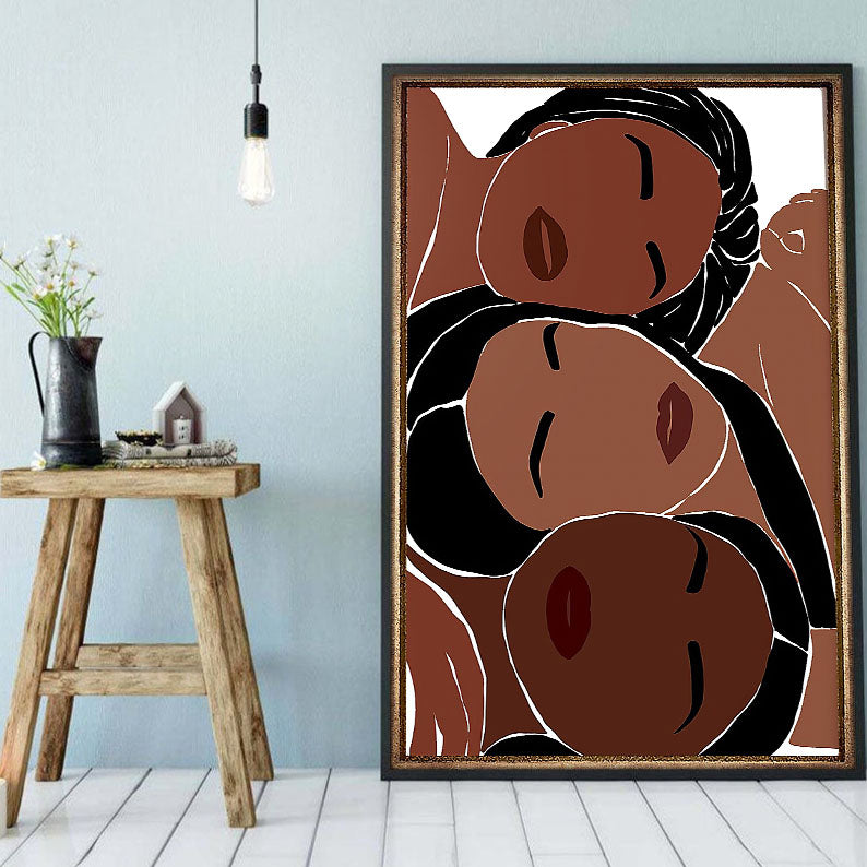 West Africa Custom Canvas Prints Adorable Brown Skin Poster Art Prints Black Girl Black King Glamorous Canvas For The Wall