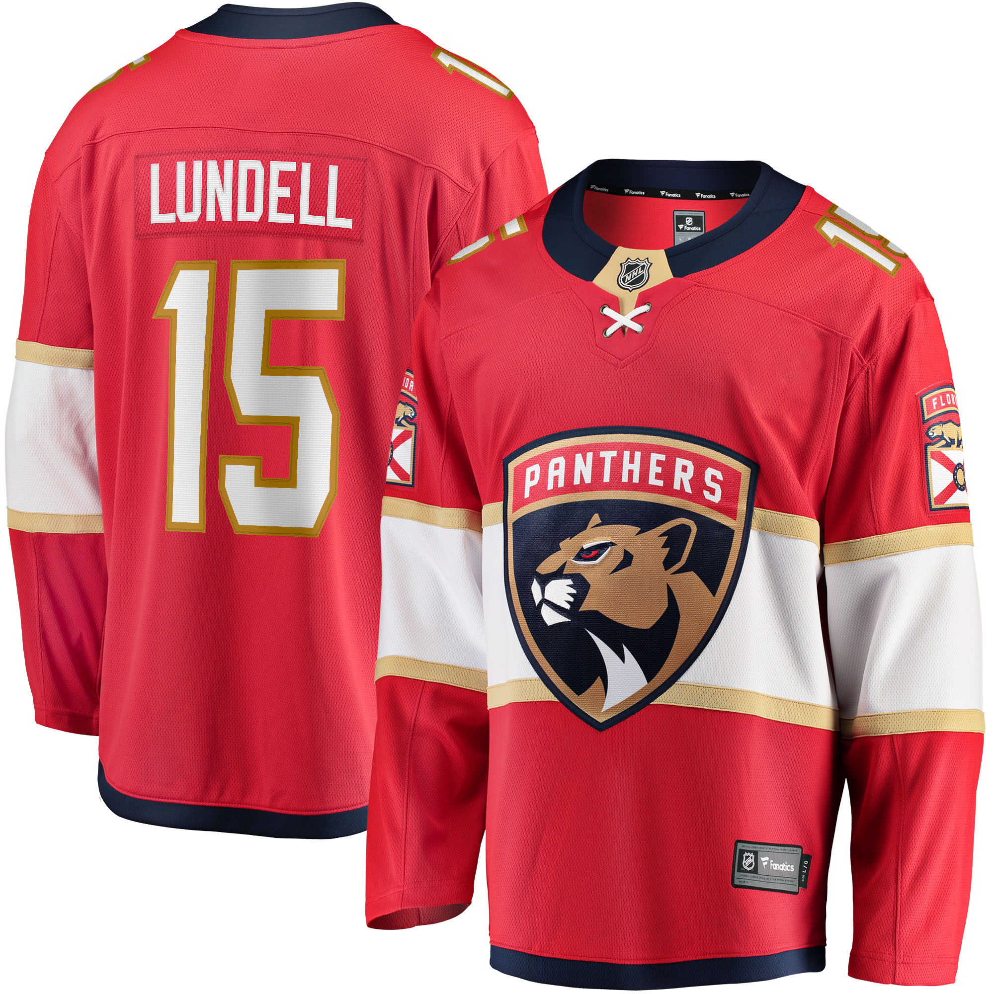 Men's Florida Panthers Anton Lundell Red Home Breakaway Player Jersey