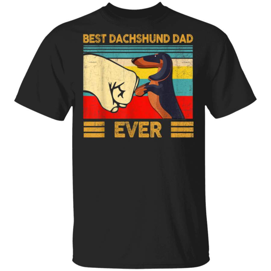 Mens Best Dachshund Dad Ever Retro Vintage Dad Fathers Day Gifts TShirt