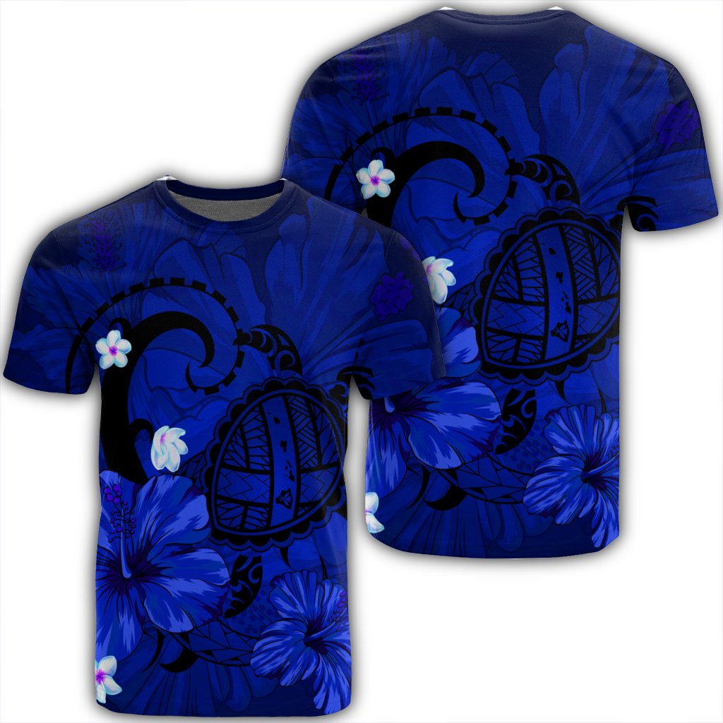 Hawaii Map Big Turtle Hibiscus Plumeria Tribal Polynesian Blue Ah Ha23251