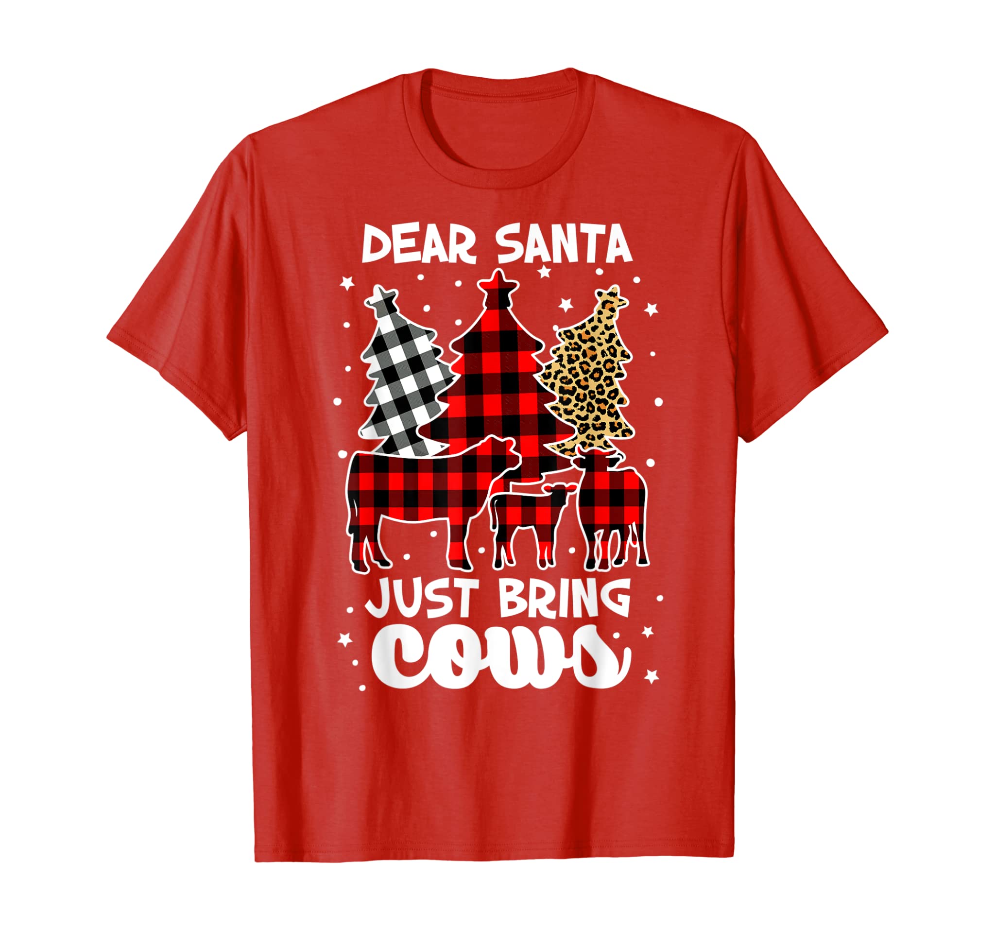 Dear Santa Just Bring Cows Christmas Buffalo Plaid Heifer T-Shirt