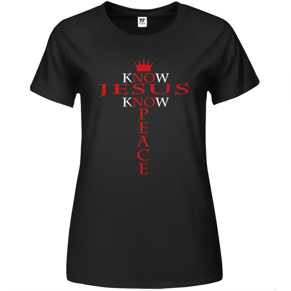 Know Jesus Know Peace Religious Christ Christian Premium Womens T Shirts