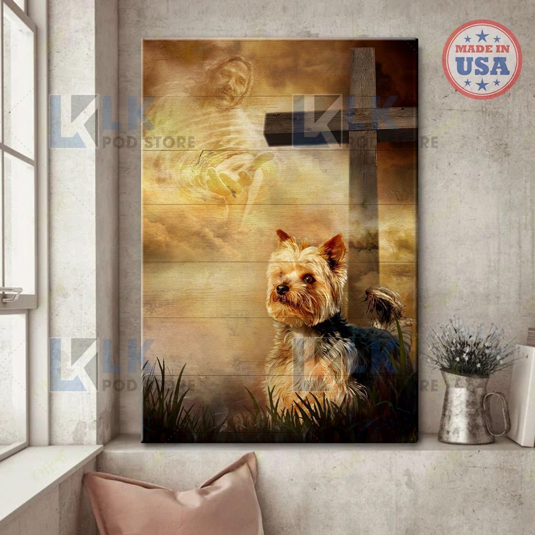 YORKSHIRE – CANVAS DOG Looking Up [ID3-D] | Framed, Best Gift, Pet Lover, Housewarming, Wall Art Print, Home Decor