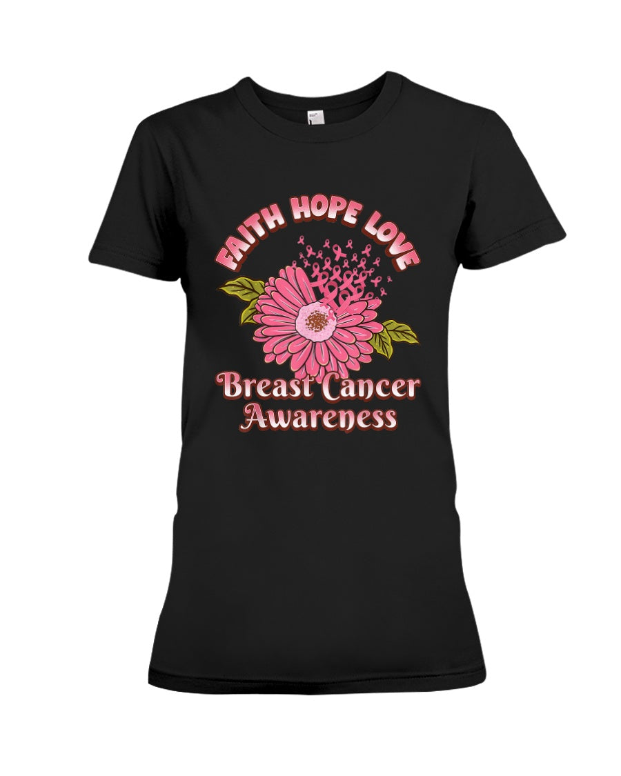 Faith Hope Love For Breast Cancer Awareness Ladies Tee