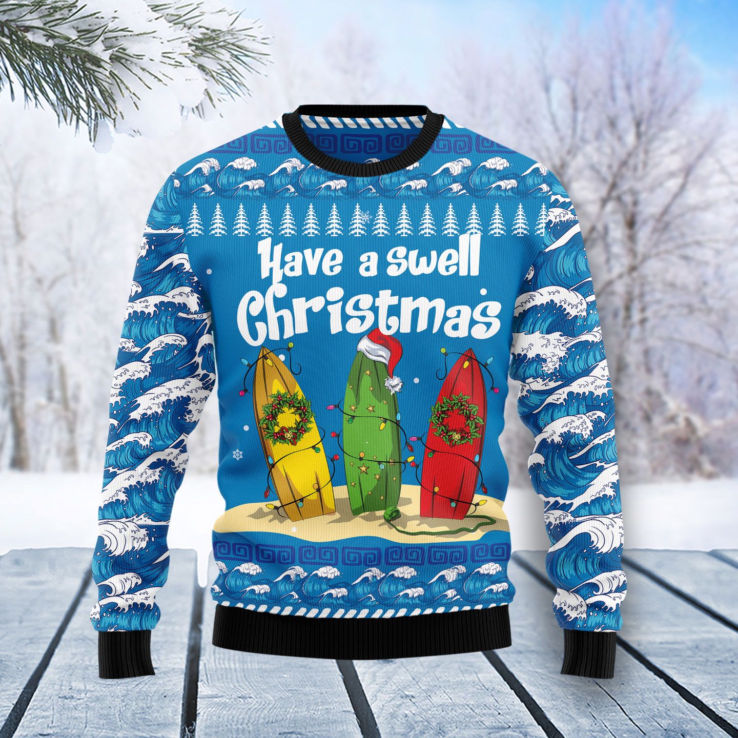 Surfer Swell Ugly Christmas Sweater | For Men & Women | Adult | Us4436