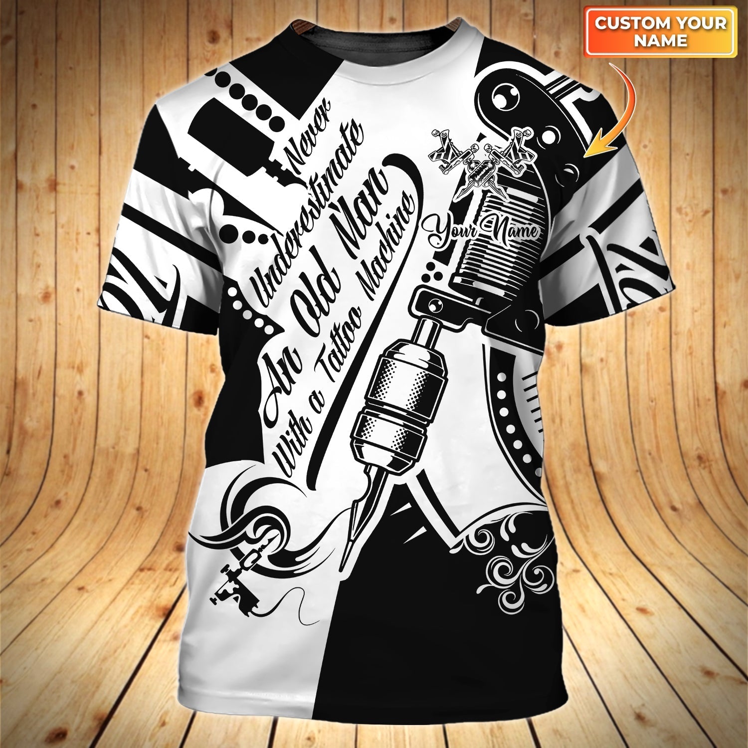 Custom Tattoo Shirt Never Underestimate An Old Man With A Tattoo Machine Tee Shirts