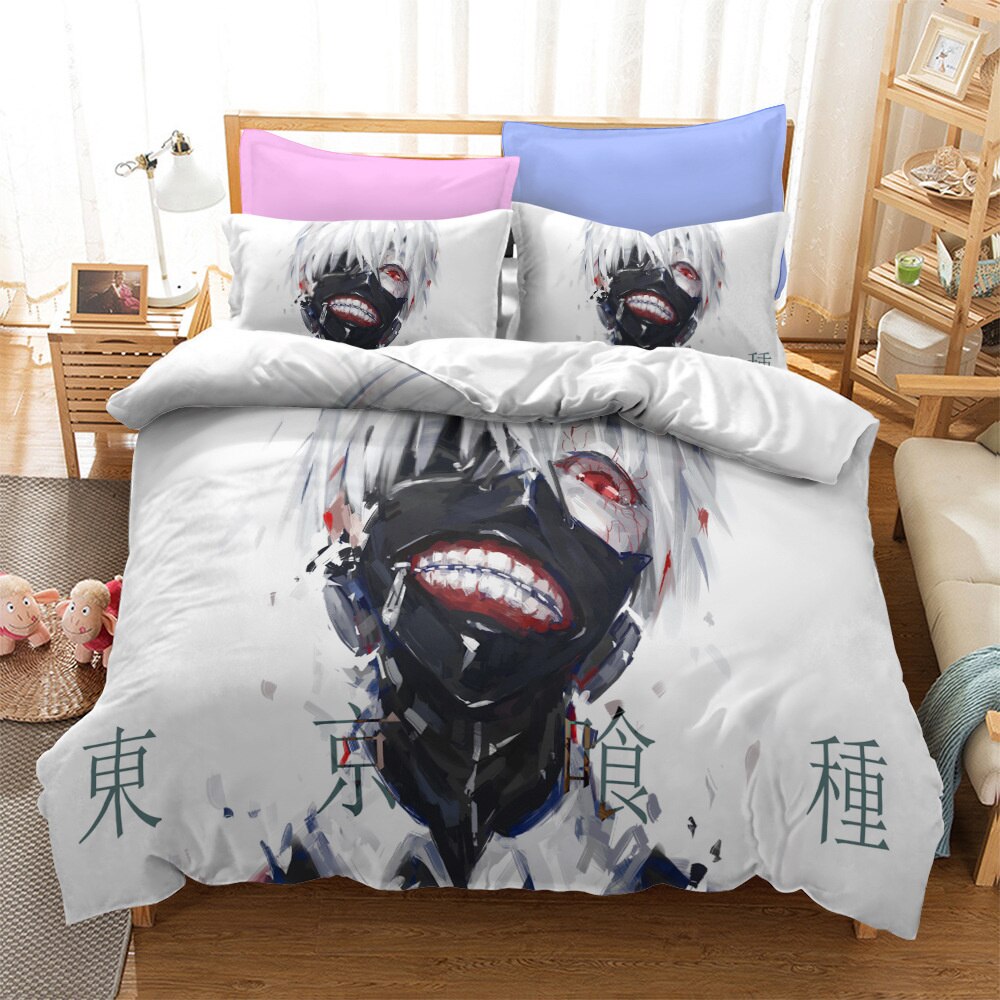 Anime Tokyo Ghoul Bedding Set Cartoon Duvet Cover Pillowcases Bedding Sets Bed Linen Bedclothes Bed Set Animood Collections