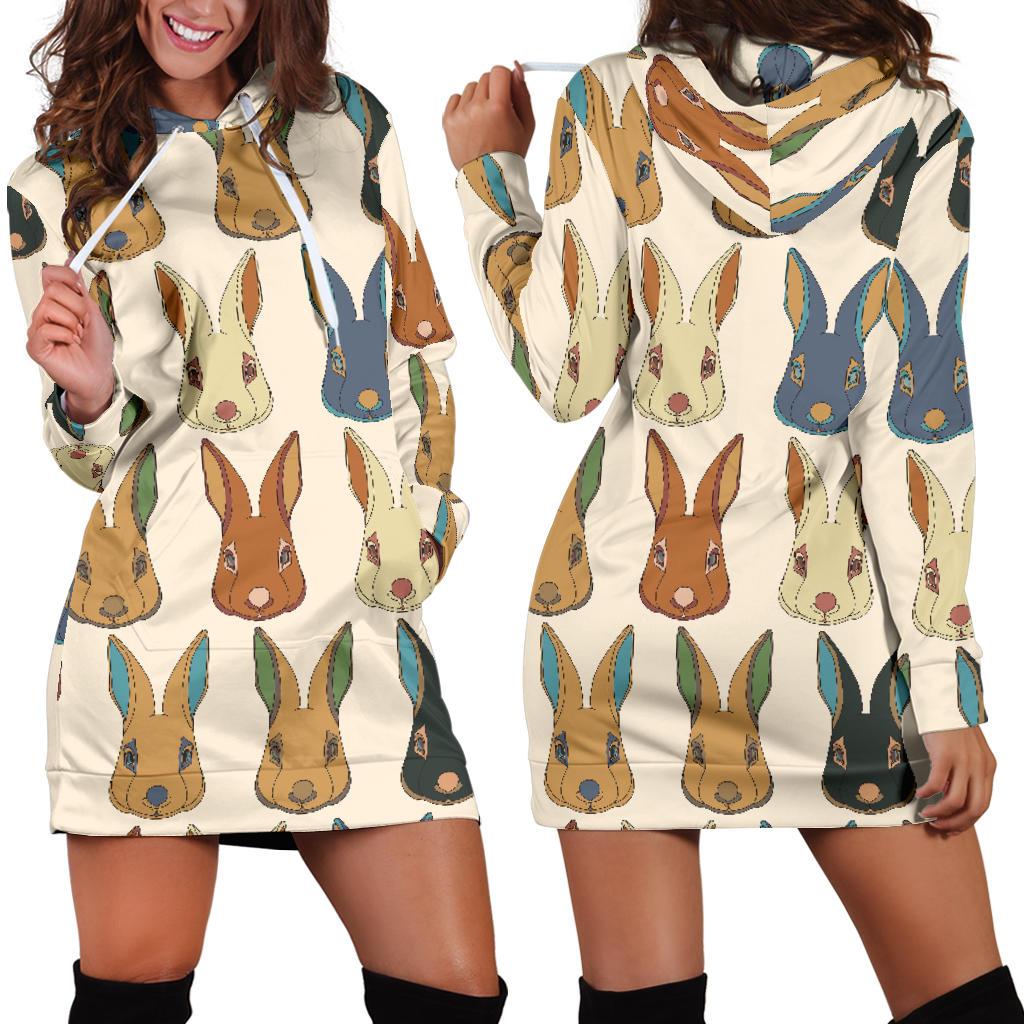 Rabbit Pattern Print Design Rb04 Women Hoodie Dress