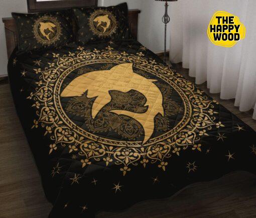 Shark Madala Star Gold Beauty Quilt Bed Set And Pillow Covers