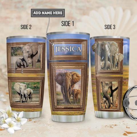 Personalized Elephant Mom Stainless Steel Tumbler, Personalized Tumblers, Tumbler Cups, Custom Tumblers