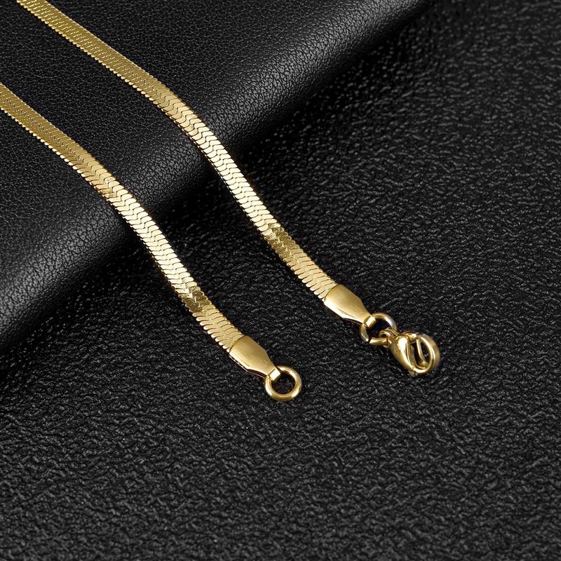 2-5mm Width Stainless Steel Flat Chain Necklace Hot Fashion Herringbone Gold Color Snake Chain for Men Women Gift Jewelry alx