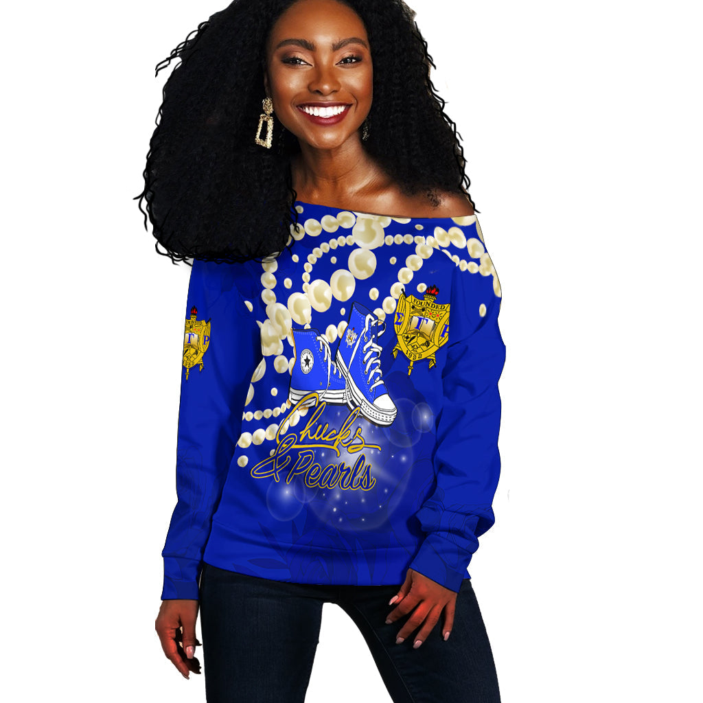 Sigma Gamma Rho Off Shoulder Sweater Chucks And Pearls Change The World  Lt7