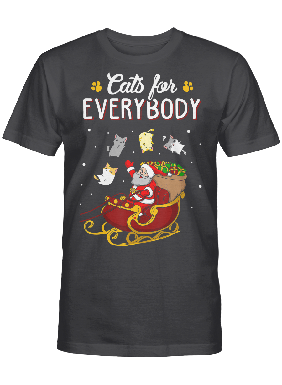 AmazeStyleZ Santa’s Reindeer, Ugly Christmas Sweater, Christmas Gift Ideas, Cats For Everybody Christmas Cute Cat Lover T-shirt