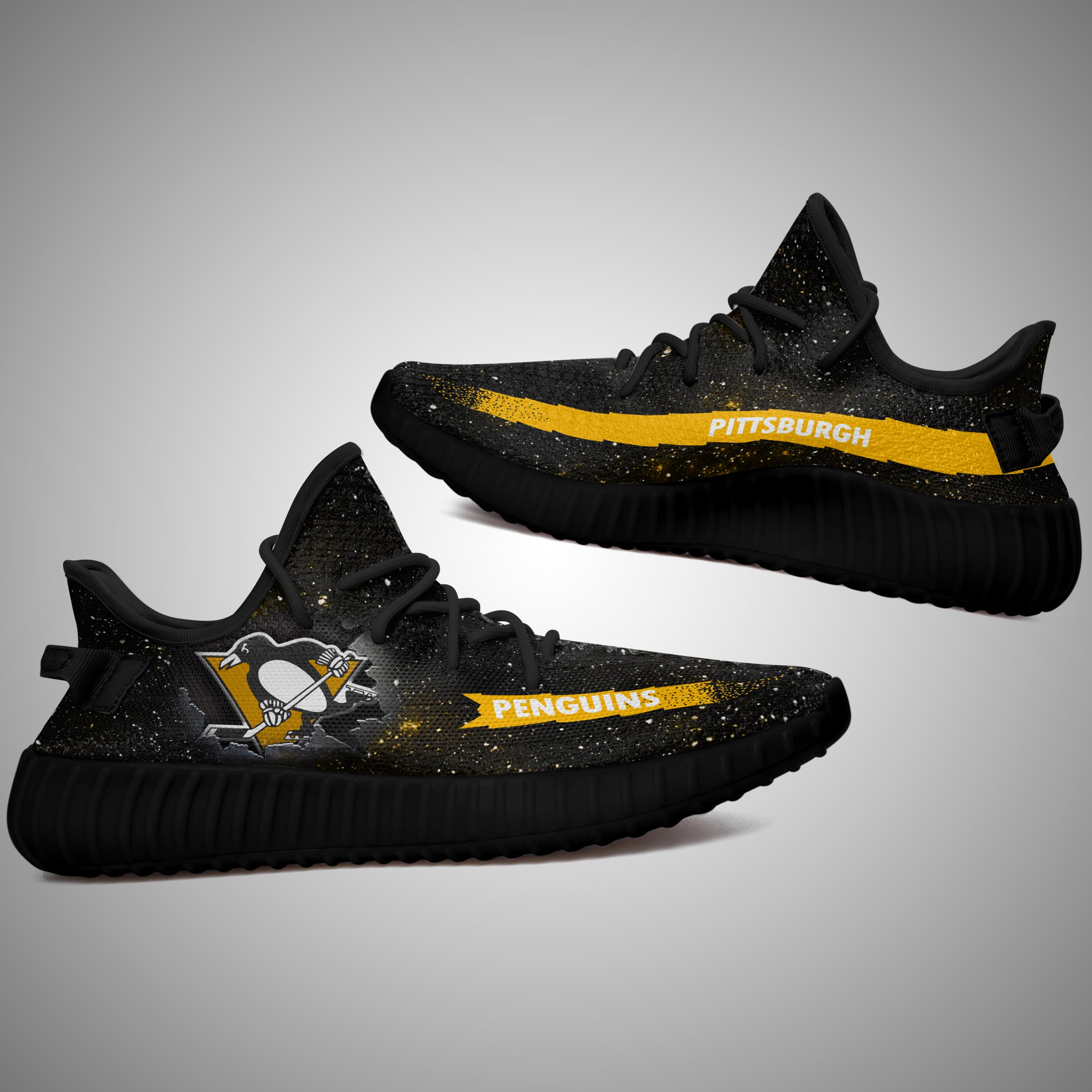 Art Scratch Mystery Pittsburgh Penguins Yeezy Shoes