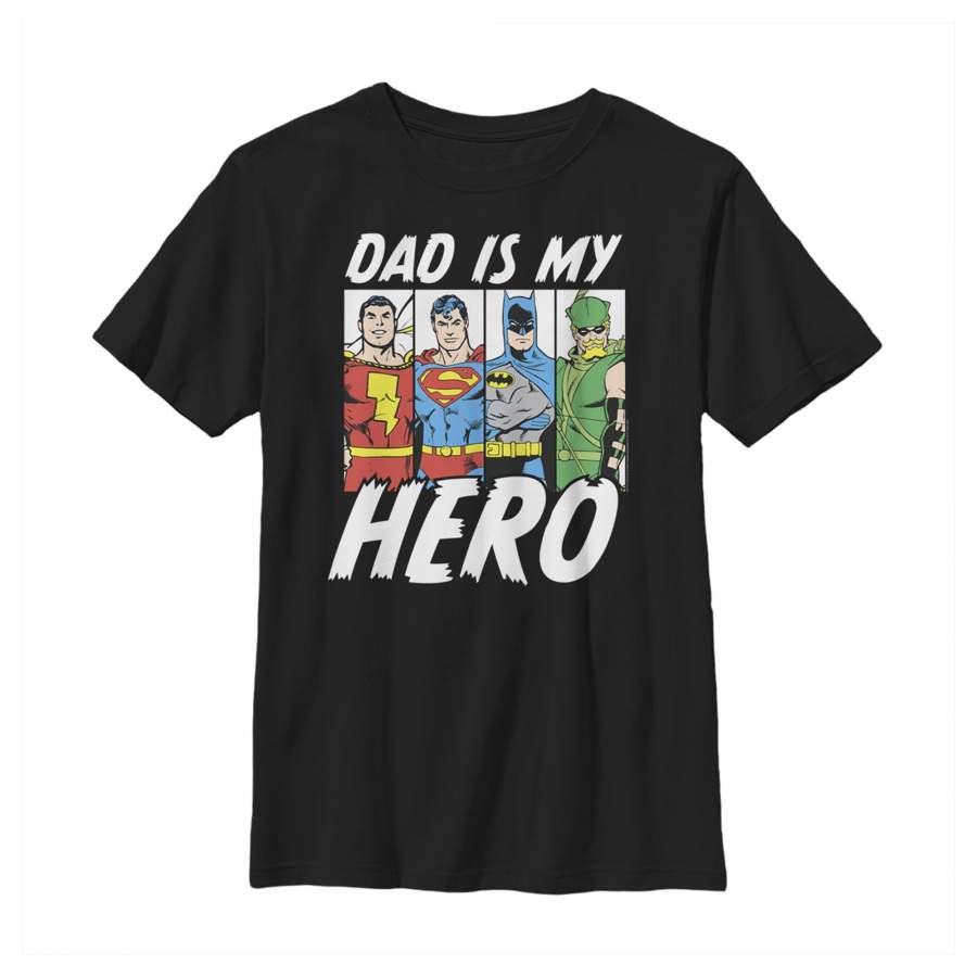 Justice League Boy’s Father’s Day Dad is Hero  T Shirt