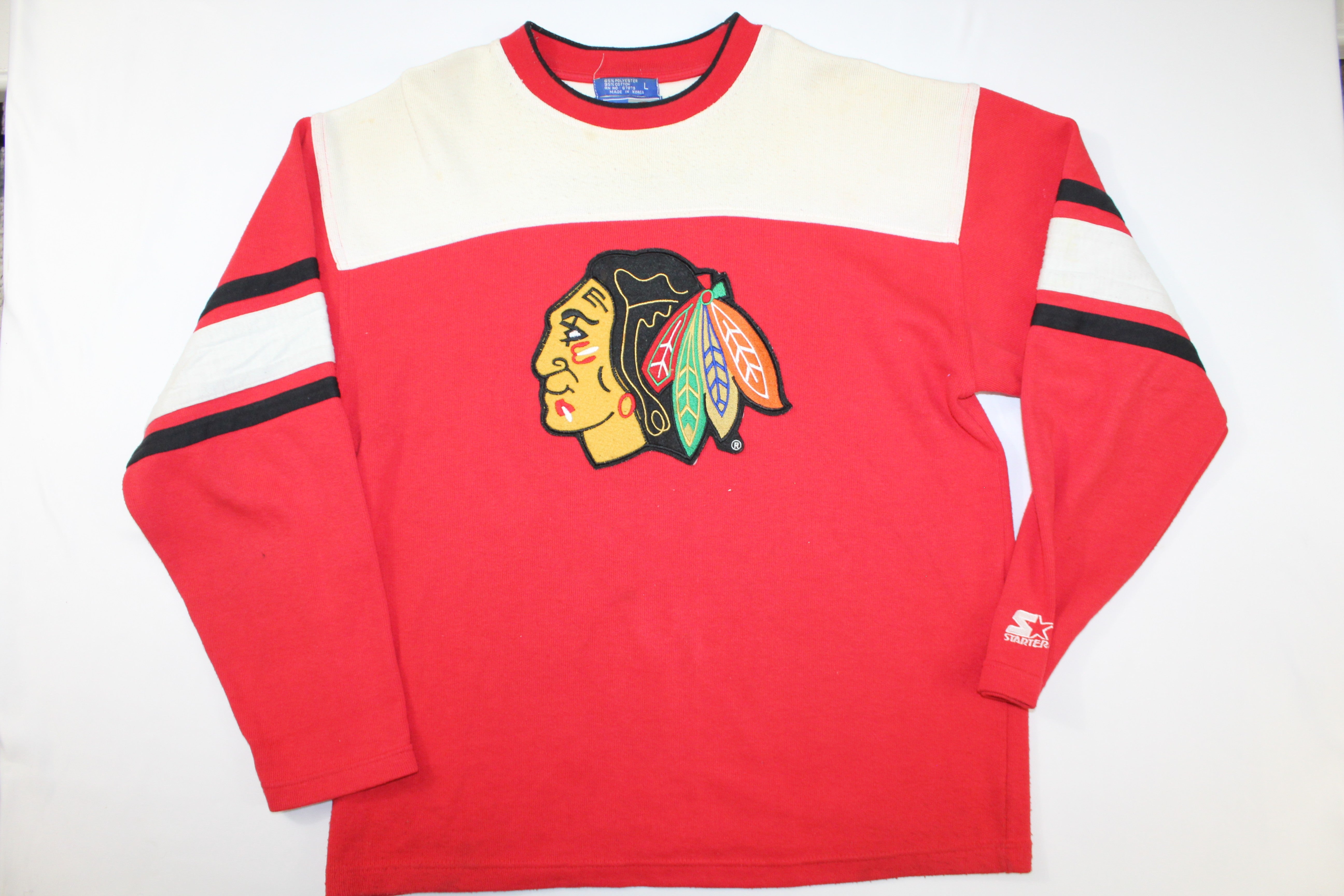 Chicago Blackhawks Vintage Starter Sweatshirt Sweater Hockey Jersey