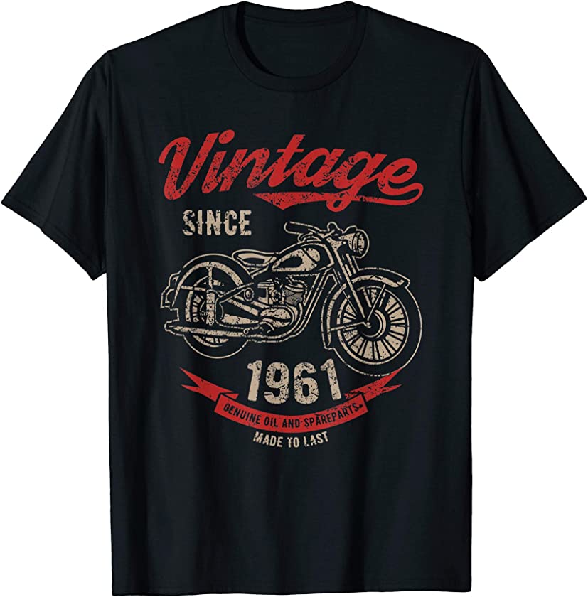 Vintage Since 1961 Birthday Gift Motorcycle Bike T-Shirt