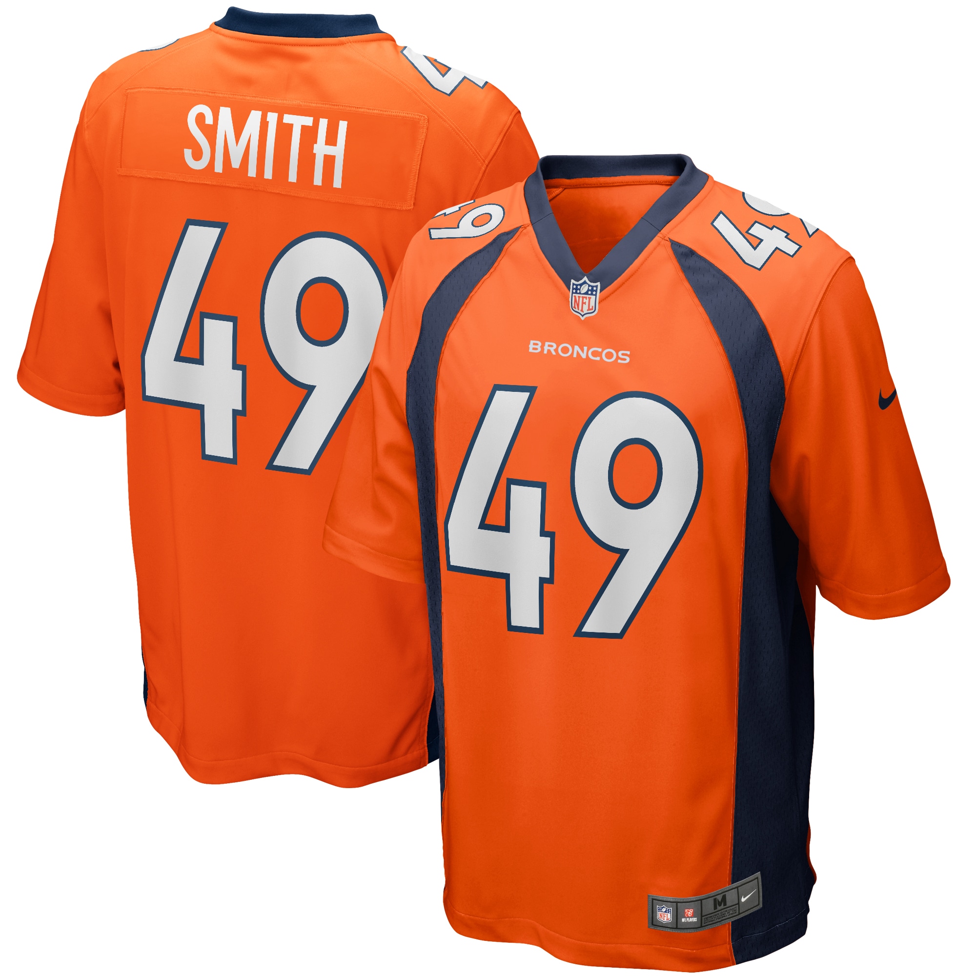 Men’s Denver Broncos Dennis Smith Orange Game Retired Player Jersey