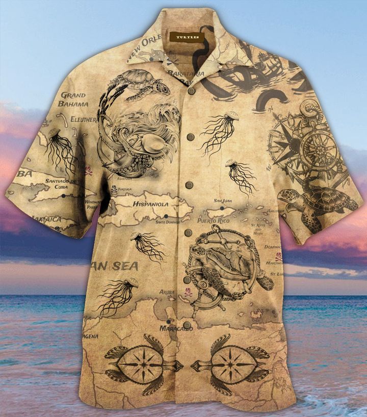 Vintage Turtle Hawaii Tribal Wave Squid Octopus Tattoo Hawaii Shirt Ha55137