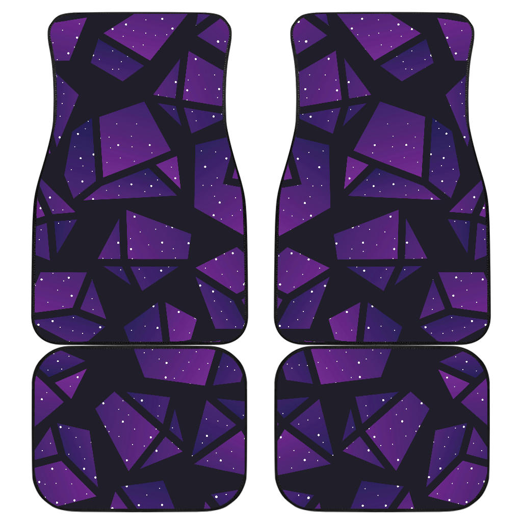 Purple Crystal Cosmic Galaxy Space Print Front And Back Car Floor Mats, Front Car Mat