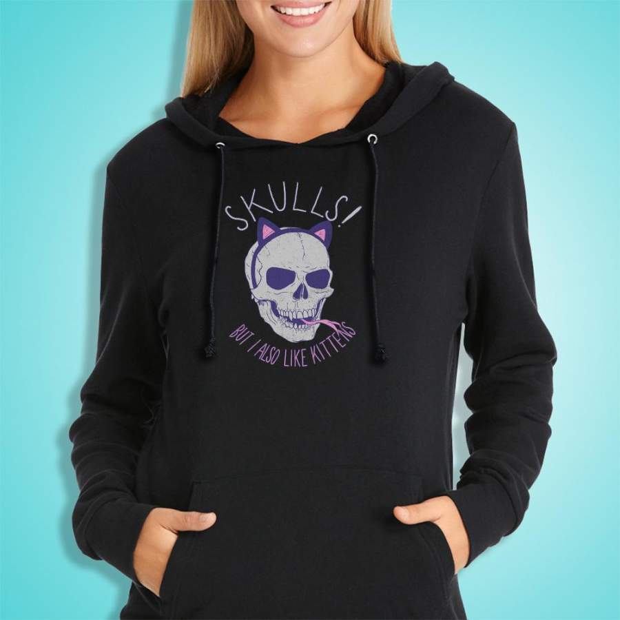 Skulls But I Also Like Kittens Women’S Hoodie