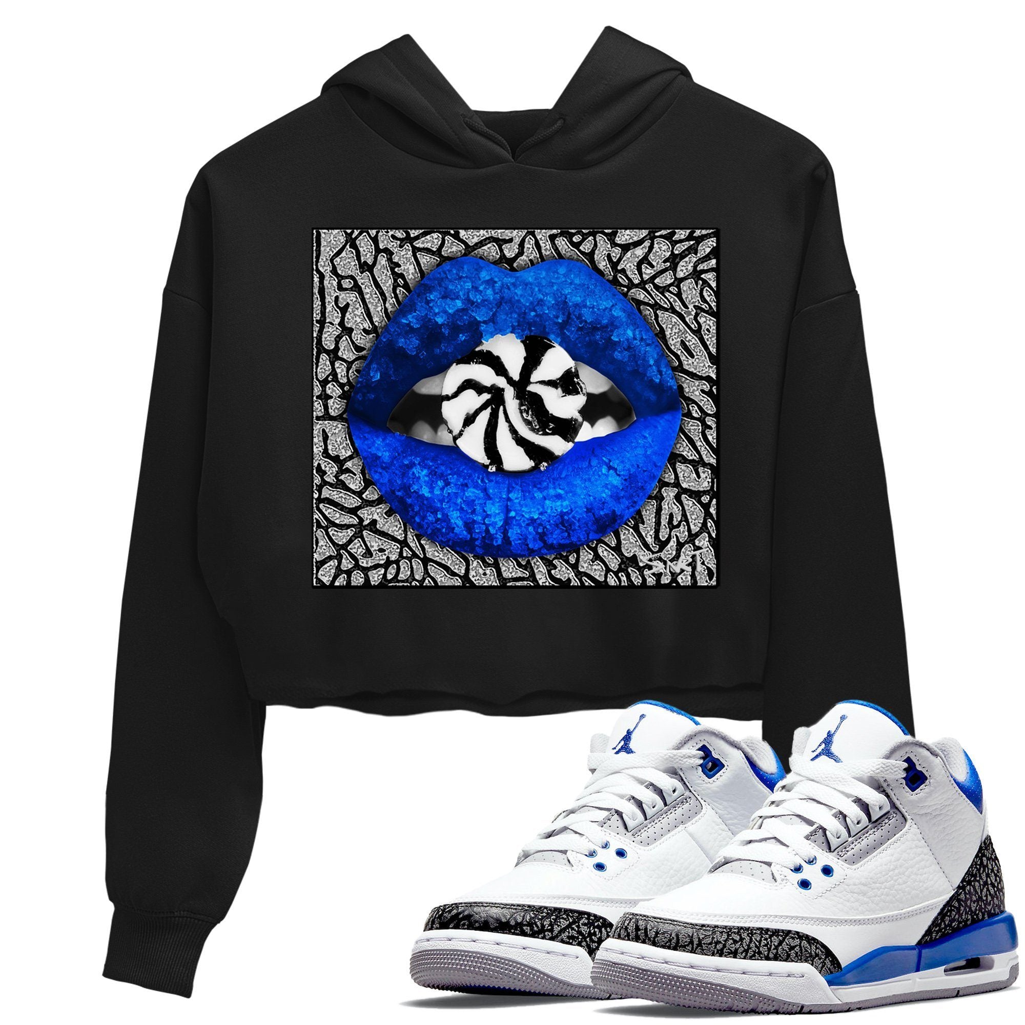 Lips Candy Crop Hoodie – Air Jordan 3 Racer Blue