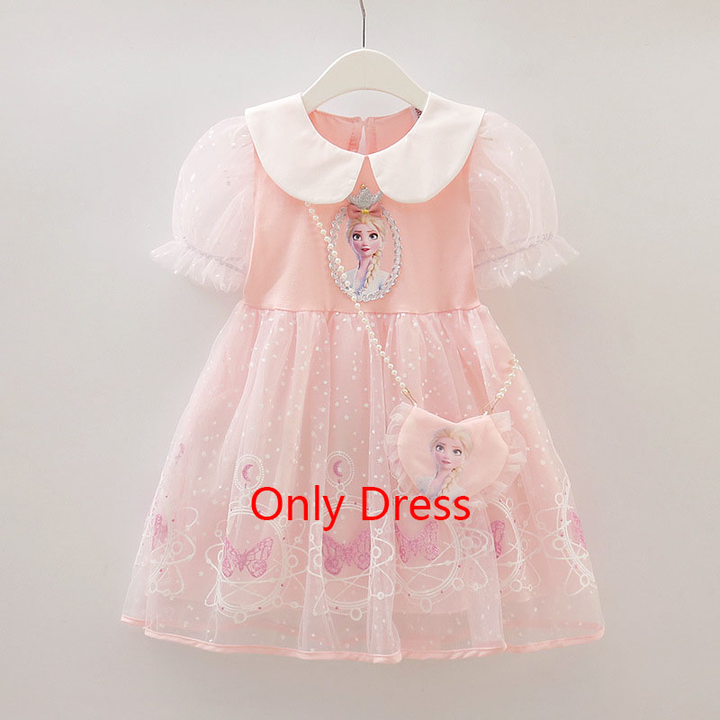 2022 NEW Summer Dress for Baby Girls 2-7 Years Pretty Frozen Crown Elsa Princess Shaped Western Style Children A-line Dresses alx