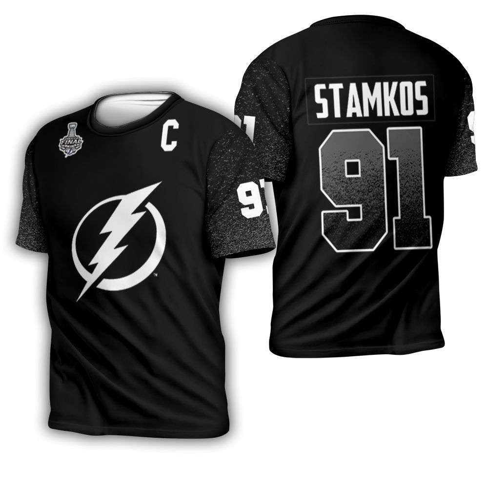 Tampa Bay Lightning Steven Stamkos Black Jersey Inspired Style 3D T-Shirt