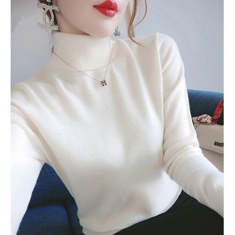 Autumn Winter Women Warm Turtleneck Sweater Wild Long Sleeve Fashion Korean Ladies White Pullovers Casual Jumper Pull Femme New alx