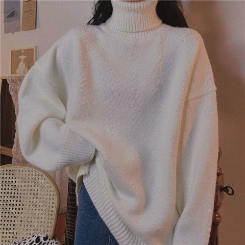 Woman Sweaters Chandails Winter Turtleneck Sweater Women’s Loose Sweater alx