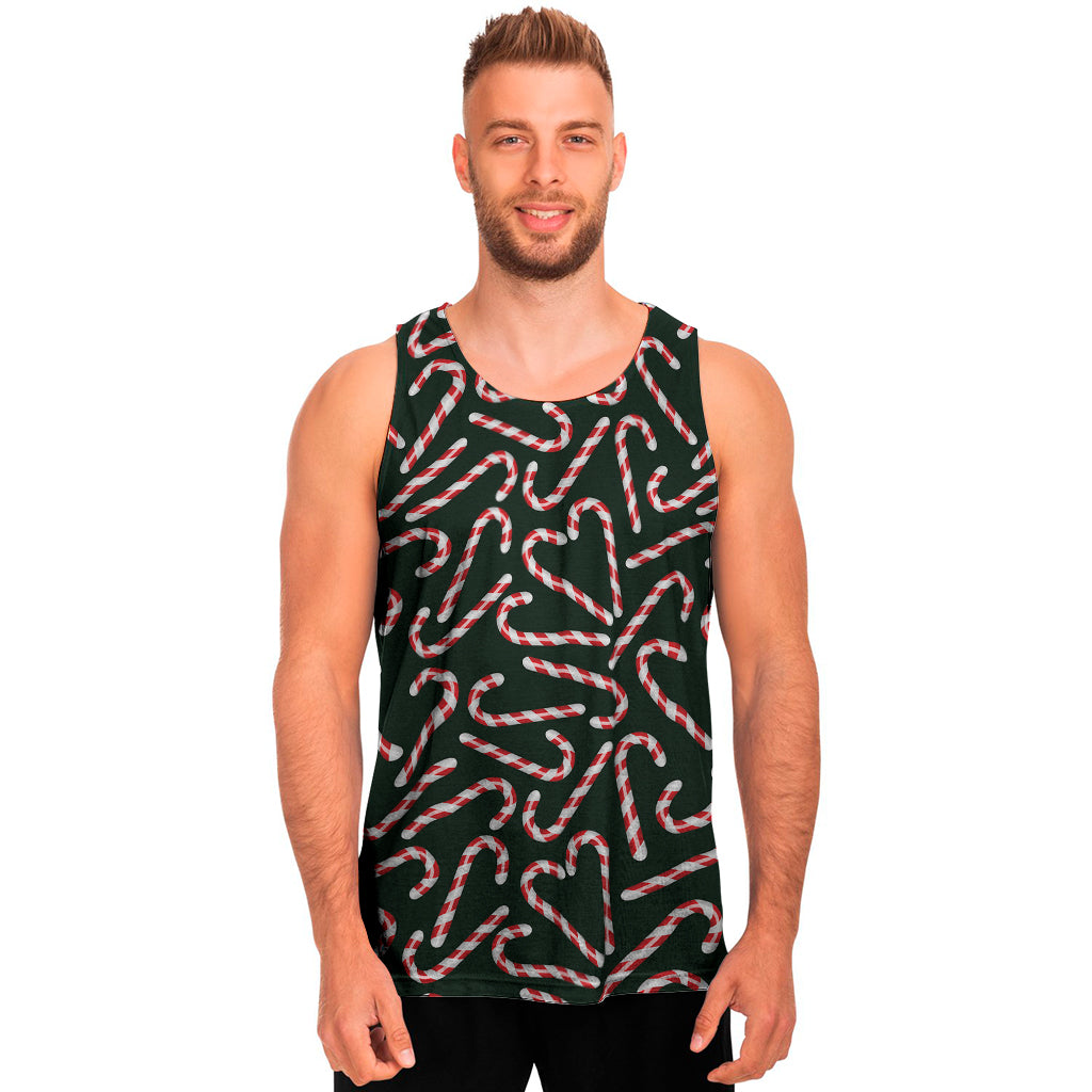 Christmas Candy Cane Pattern Print Men’S Tank Top