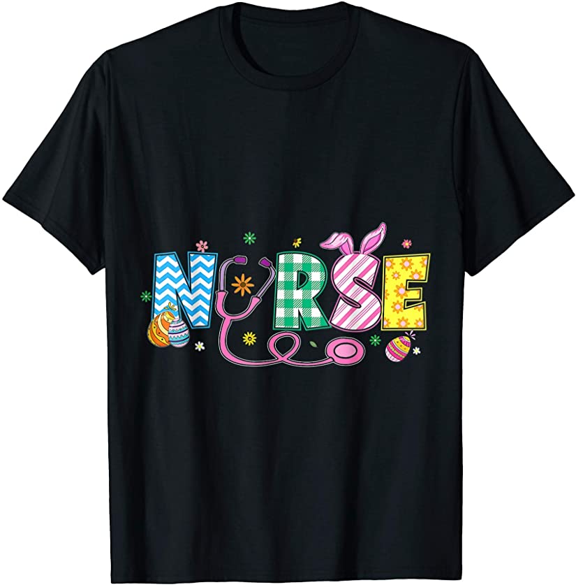 Bunny Nurse Stethoscope Funny Egg Easter Day Floral Women T-Shirt