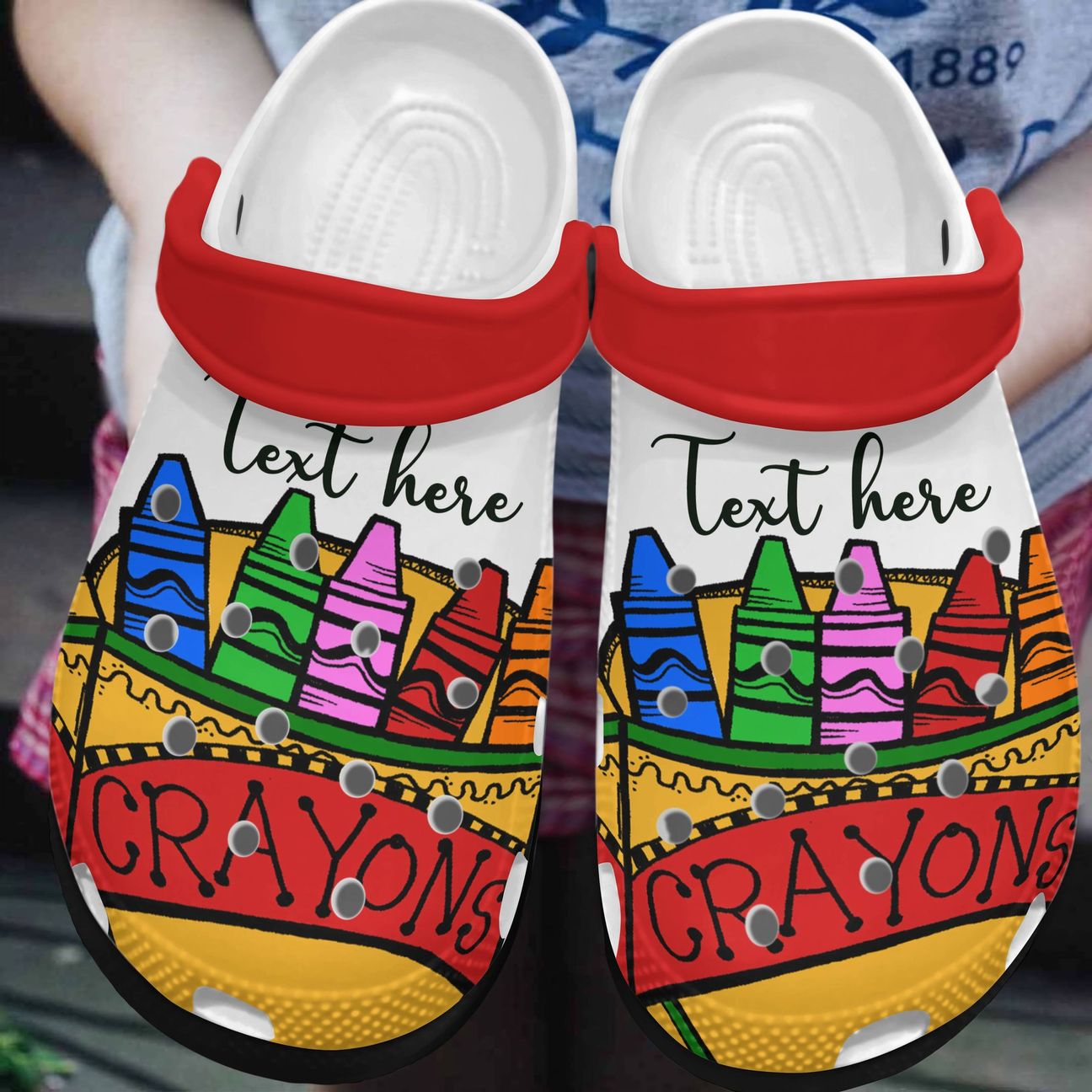 Teacher Personalized Clog, Custom Name, Text, Color, Number Fashion Style For Women, Men, Kid, Print 3D Crayon Box