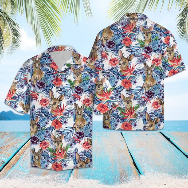 Kangaroo Hibiscus Flower Hawaiian Shirt Ha27898