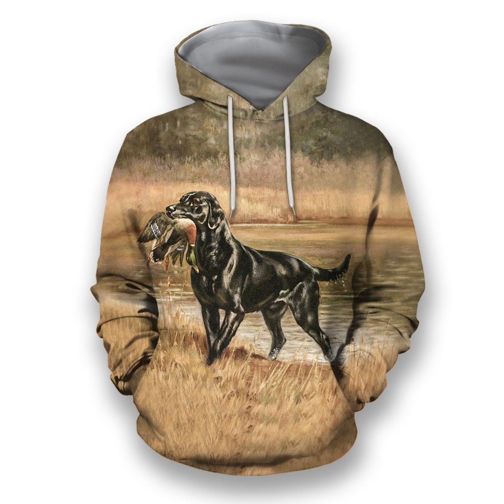 3D All Over Print Black Labrador Retriever Hunting Duck