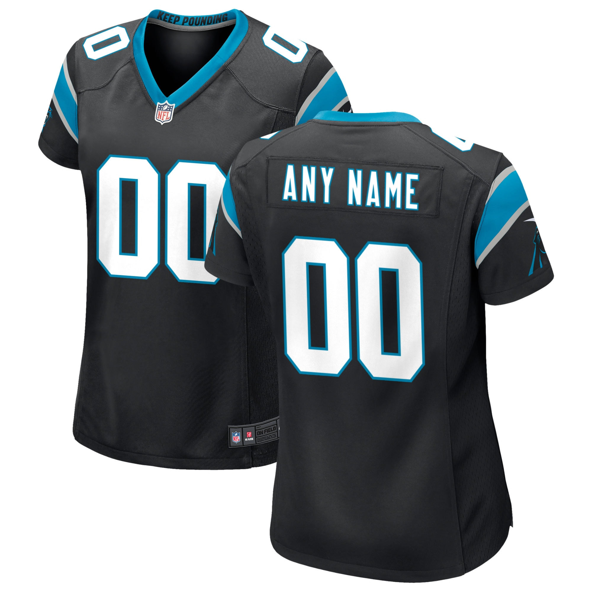 Carolina Panthers Womens Custom Game Jersey Black Custom Jerseys NFL