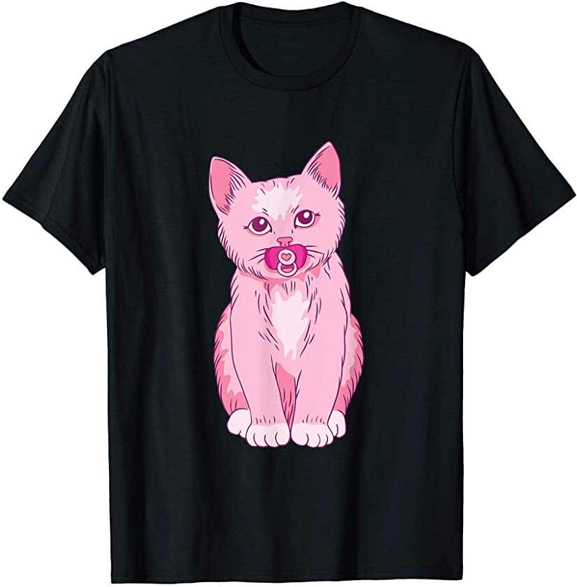 Cute Pink Kitten Baby Animal Pet With Pacifier T-Shirt