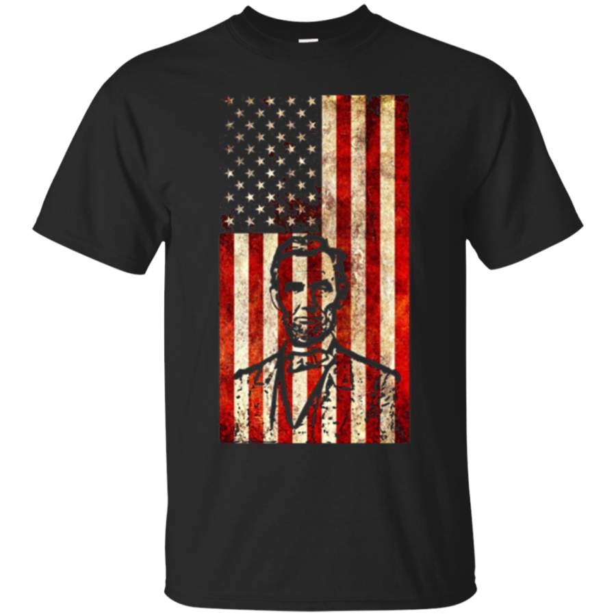 AGR Abraham Lincoln T-Shirt Vintage USA Flag Cool Distressed Tee