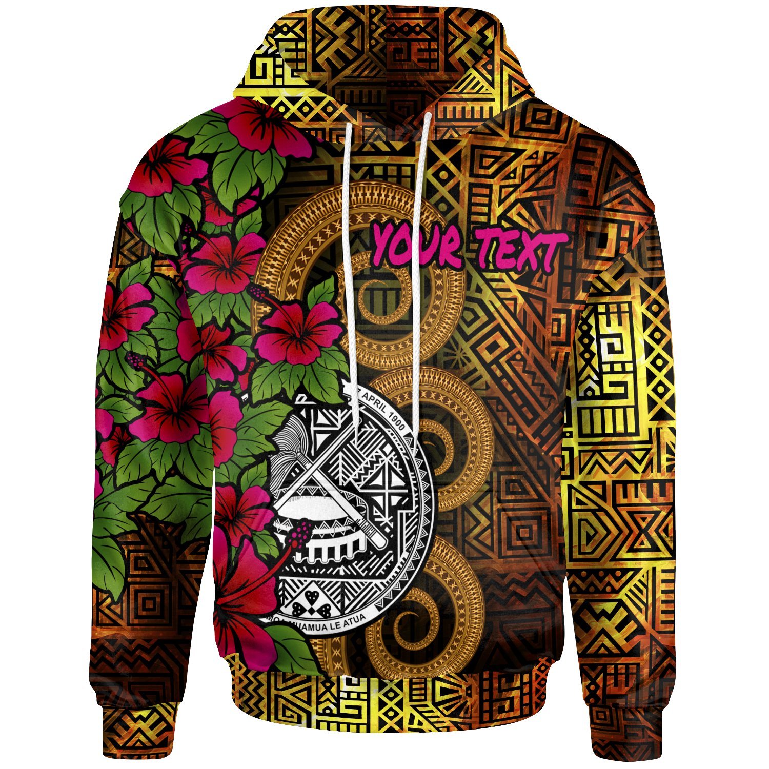 American Samoa Polynesian Custom Personalised Hoodie – Hibiscus Vintage – BN12