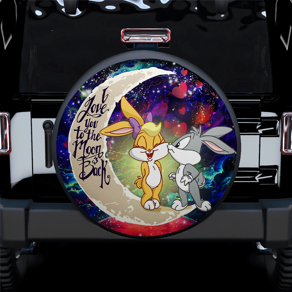 Bunny Couple Love You To The Moon Galaxy Car Spare Tire Covers Gift For Campers